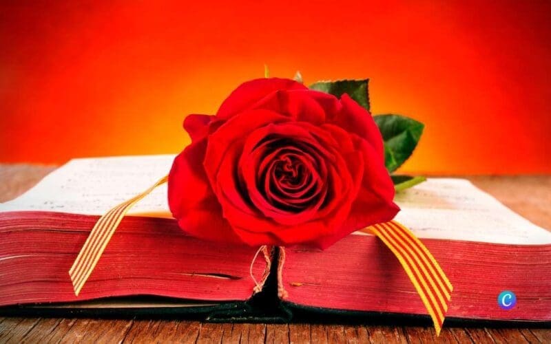 Boeken en rozen tijdens Sant Jordi in Catalonië