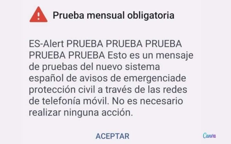 Eerste ES-Alert testbericht in Andalusië, Asturië en Cantabrië zorgt voor angst en verwarring
