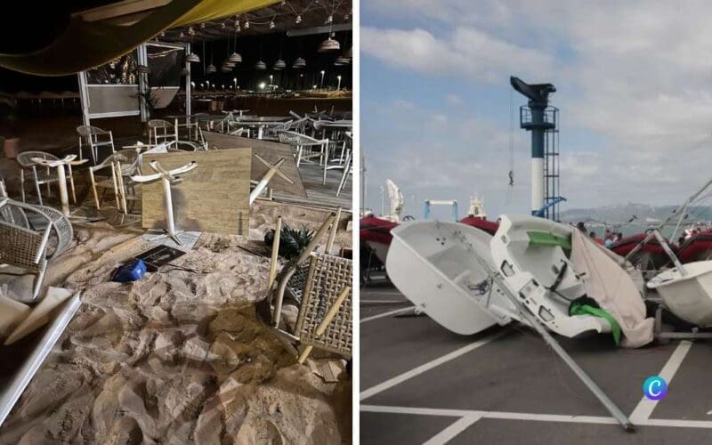 Waterhoos zorgt voor schade in jachthaven en bars van Cambrils aan de Costa Dorada