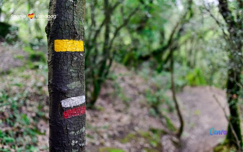 Wat is de betekenis van de kleuren bij de wandelroutes in Spanje?