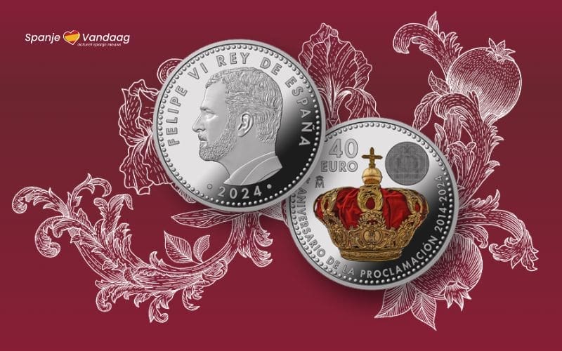 Speciale 40 euromunt ter gelegenheid van 10-jarige herdenking inhuldiging Spaanse koning