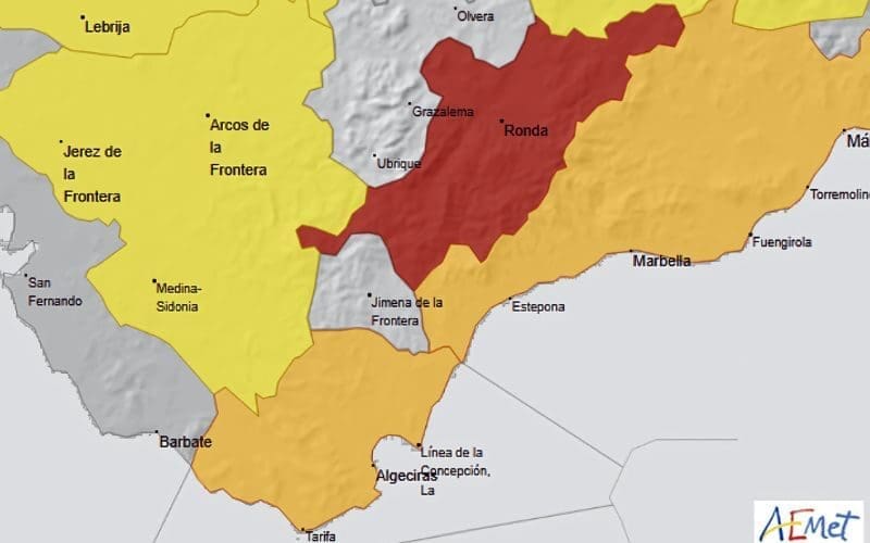 LET OP: Code rood weerswaarschuwing in Andalusië vanwege hevige regenval
