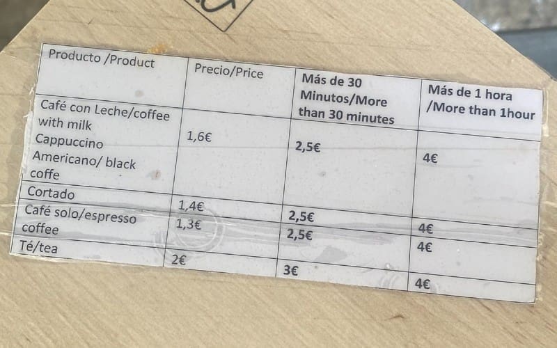 Café in Barcelona hanteert hogere prijzen naarmate je langer blijft zitten
