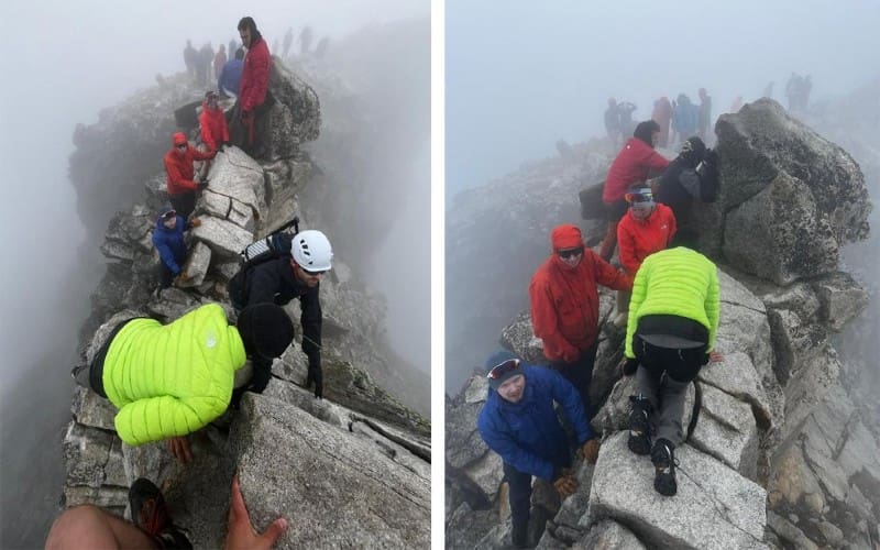 Dertig minuten wachten om de hoogste berg van de Pyreneeën te beklimmen