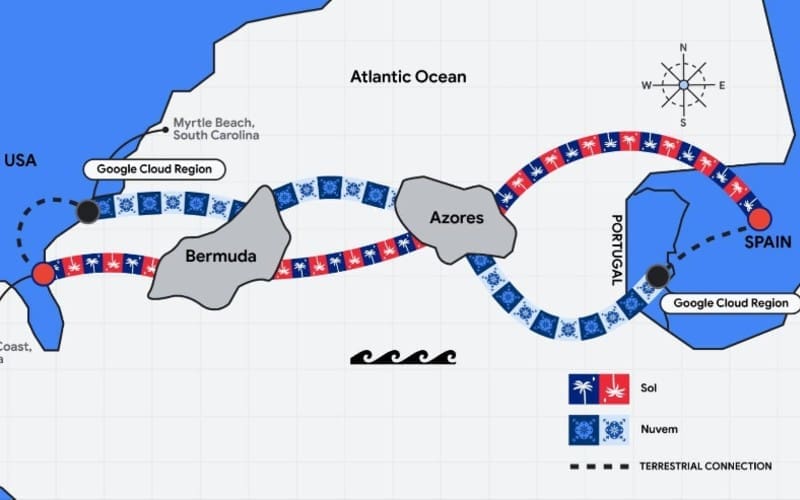 Google legt nieuwe internetkabel tussen Spanje en Florida