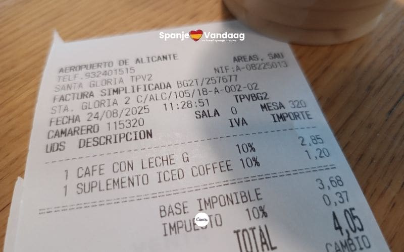 Extra 1,20 euro voor ijsblokje in koffie op luchthaven Alicante zorgt voor ophef