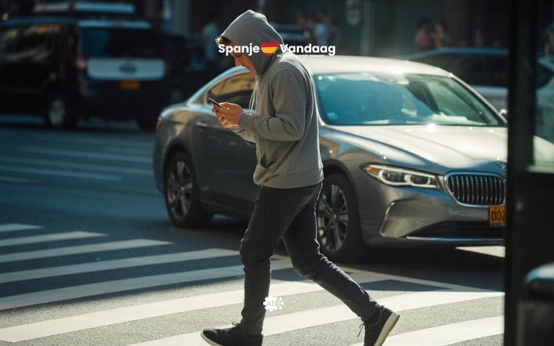 Spaanse verkeersdienst waarschuwt voetgangers voor mobiel gebruik bij oversteken