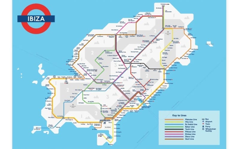 Een denkbeeldige metrokaart laat Ibiza dansen onder de grond