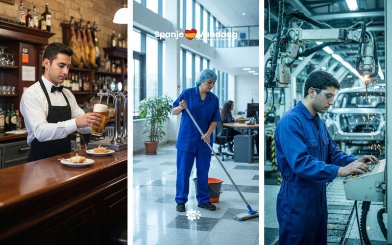 Spanje blijft land van obers, arbeiders en schoonmakers