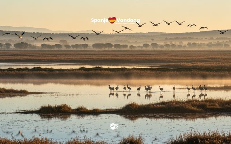 Natuurspektakel van meer dan 100.000 kraanvogels in Aragón
