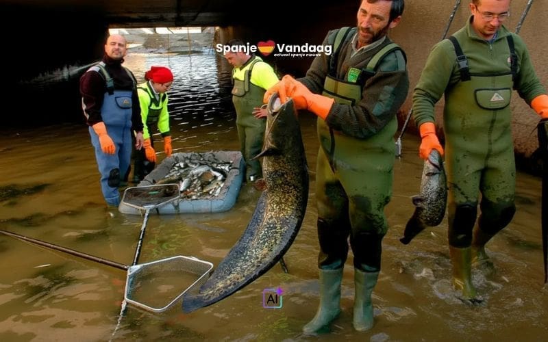 Reusachtige vissen van meer dan twee meter duiken op in stadsrivier in Lleida