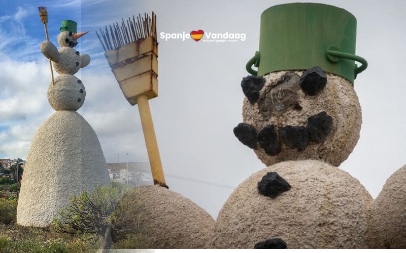 Sneeuwpop op Tenerife verliest zijn neus en wordt beroemd op internet