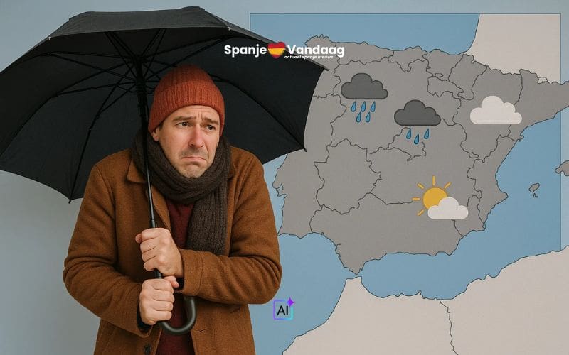 Koude luchtstroom uit het noorden brengt regen en kou naar Spanje