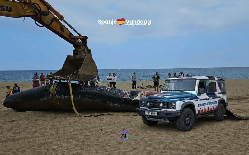 Dode walvis van tien meter spoelt aan tussen Begur en Pals aan de Costa Brava