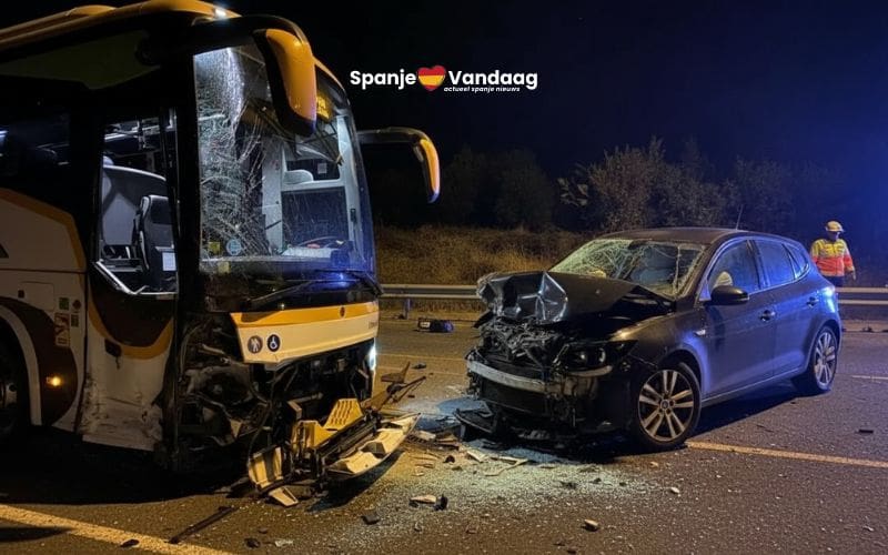 Spookrijder vlucht na frontale botsing met bus op AP7-snelweg bij Girona