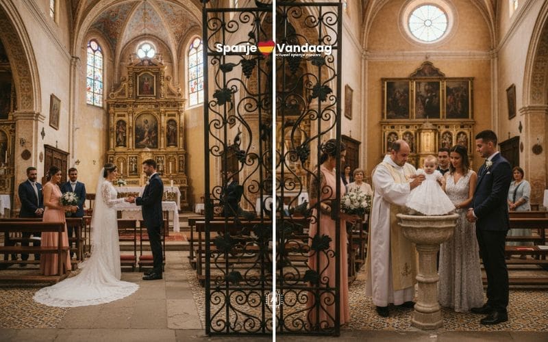 Minder kerkelijke bruiloften en dopen van baby’s in Spanje