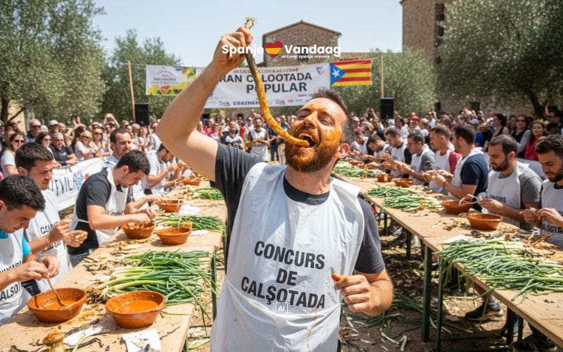 Man eet bijna vier kilo calçots en wint populaire eetwedstrijd in Catalonië