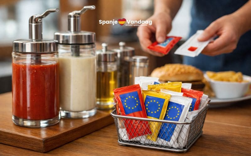 Einde aan ketchup- en suikerpakjes in Spanje vanaf augustus 2026 door EU-regel