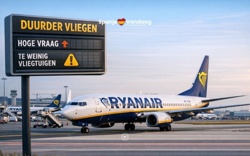 Vliegen met Ryanair wordt duurder in Spanje door grote vraag en te weinig vliegtuigen