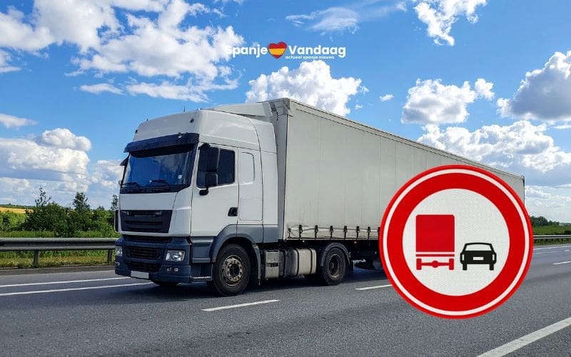 Vrachtwagens mogen op meer plekken niet meer inhalen in Spanje