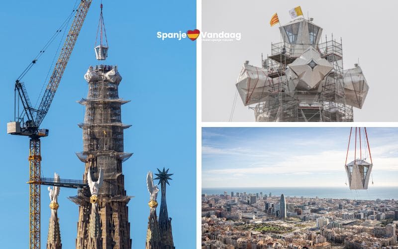 Sagrada Familia bereikt hoogste punt met plaatsing kruis op toren van Jezus Christus