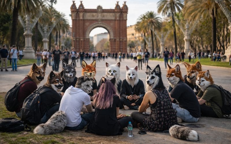 Ontmoeting van ‘therians’ bij Arc de Triomf in Barcelona valt tegen