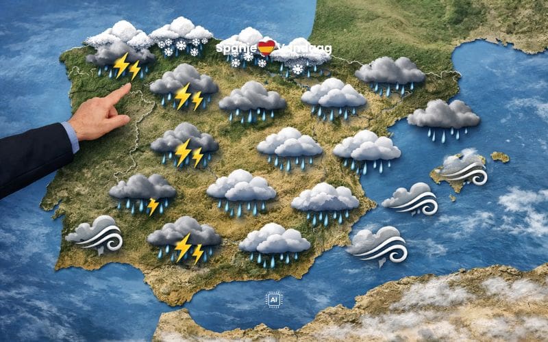 Storm Leonardo zet Spanje dagenlang op regen, wind en onstuimig weer